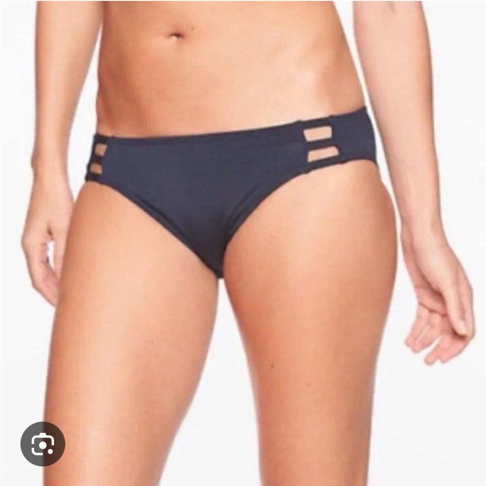 Athleta Navy Aqualuxe Ladder Front Bikini Bottom, size L